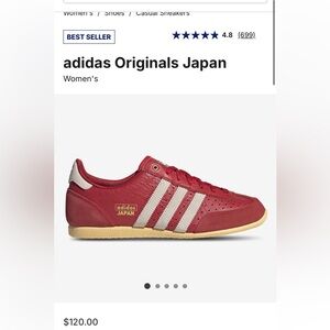 adidas Japan Red Leather Sneakers with Stripes